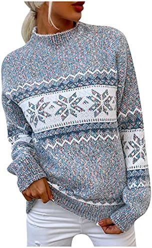 Bom suéter de pescoço da tripulação para mulheres com suéteres de manga longa estampados de plata