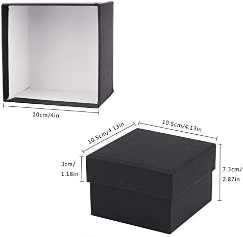 Caixa de presente preta, pacote de dedução de 6 quadrados de assistência de presente com tampas,