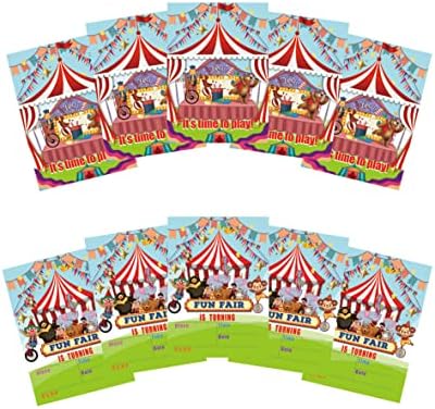 Apline 20pcs Carnival Circus Birthday Party Supplies, Carnival Circus Invitation Cards for Carnival Circus Party