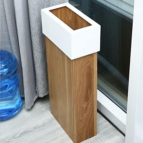 Yuesfd madeira estreita lixo cozinha cozinha durável recipiente de lixo residual de papel cesto cesto de banheiro