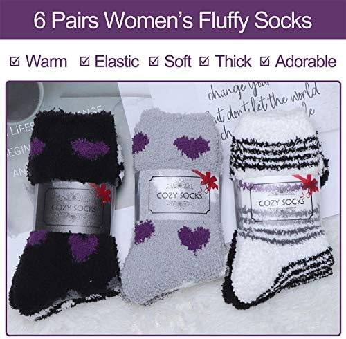 Jaoswish Valentine Fuzzy Meocks for Women Warm macio de meias fofas para meninas do Dia dos Namorados para casa dormindo meias internas 4/6 pares