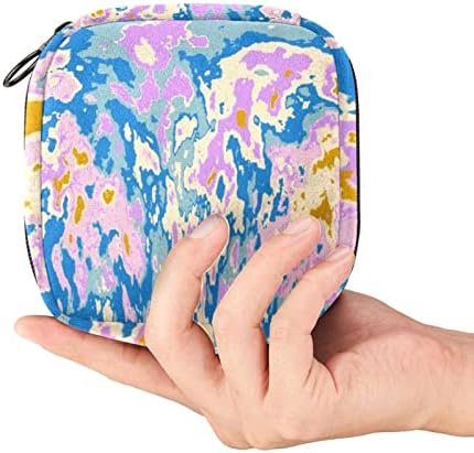 Bolsa de armazenamento de guardanapos sanitários de Oryuekan, bolsas de zíper menstrual reutilizável portátil, bolsa de armazenamento de tampões para mulheres meninas, Psyche Art Azul roxo Moda abstrata