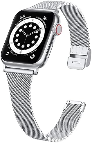 Oulucci Bands Slim Compatível com Apple Watch Band 38mm 40mm 42mm 44mm, Starp de substituição de metal ajustável