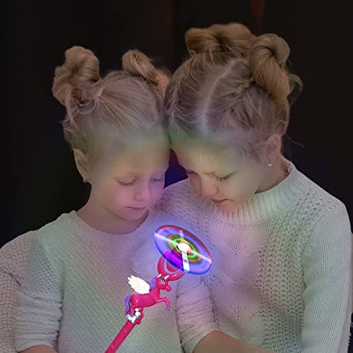 ArtCreativity Light Up Unicorn Glonge Wand, 15 polegadas de brinquedo de spin led para crianças,