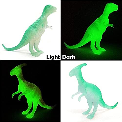 Liberty Importa 24 PCs brilharem nas figuras de dinossauros de plástico escuro - Mini Toys Jurássico