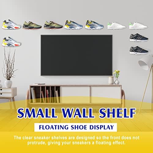 Prateleiras de sapatos flutuantes de 20 pacotes para acrílico de parede prateleiras de tênis flutuantes transparentes Plataforma de sapato Fácil de instalar coleções incluem parafusos cruzados tubos de expansão