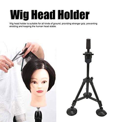 Wig Stand Tripé com base não deslizante, liga de alumínio portador da cabeça da cabeça de peruca portátil suporte de cabeça de peruca portátil Só de cabeça para salão de beleza preto