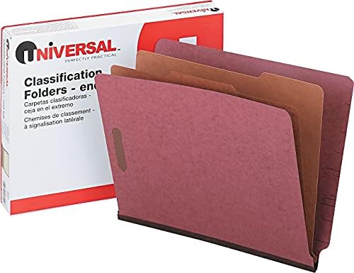 Universal 10315 Pressboard Fim da guia Pastas de classificação, letra, seis seções, vermelho, 10/caixa