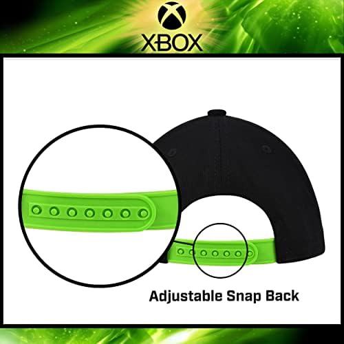 Conceito One Microsoft Xbox Baseball Hat, brilho no skatista escuro Tampa de snapback adulto com borda plana, verde/preto, um tamanho único