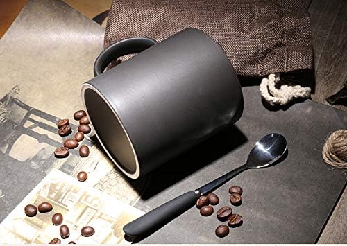 Smilatte 11 oz de caneca de café de porcelana preta fosca, xícara de cerâmica clássica com hanlde para café com leite cappuccino, matt preto