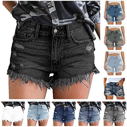 Firero Denim Shorts Hot para mulheres de verão Mid Waisted Bainha Raw Raped Jeans Shorts Casual Pant casual com bolsos