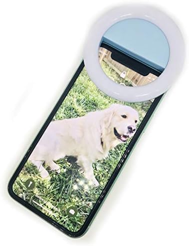 Anel de selfie Luz para telefone iPhone Android USB recarregável | 3 modos de brilho + luz estroboscópica | Clipes em | Azul