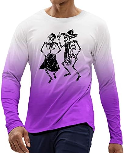 Camisa de pulôver de Halloween para homens camisas de vestido de impressão de crânio para homens casuais unissex