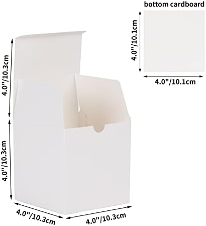 Calenzana 4x4x4 polegadas Caixa de presente pequena com pacote de tampas de 100, caixas de presente brancas