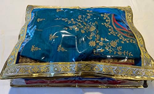 5 pacote/sari-saree/lehenga tampa dourada de pano de armazenamento de embalagem de um pano lateral transparente