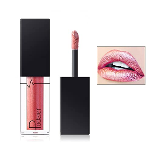 1pc Lip Lip Gloss Matte Shimmer Liquid Batom Nude/Bold Metallic Color