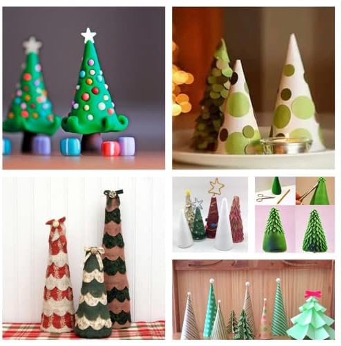 Crafjie 16 Pack Craft Foam Tree Cones para artes e ofícios de bricolage, cone de espuma de poliestireno branco, cones de espuma de poliestireno, para gnomos de Natal DIY, árvore de Natal, decoração de férias