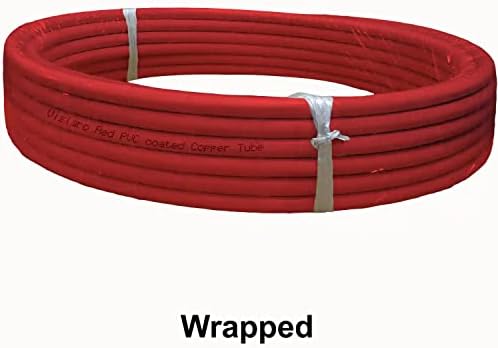 Visiaro Red PVC revestido de tubo de cobre macio, diâmetro externo 3/8 polegadas, espessura da parede 21 SWG, revestimento de PVC de 2 mm, pacote de 5