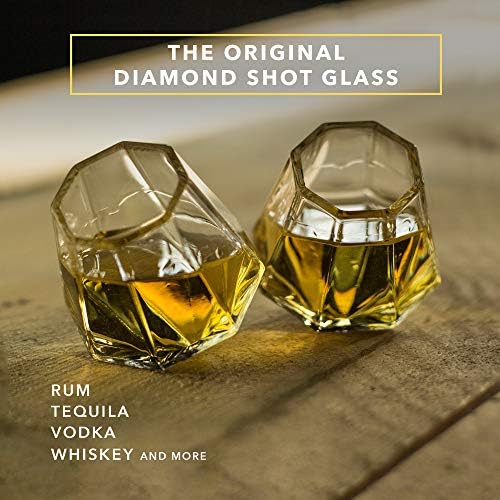 Dragon Glassware Shot Glasses, Conjunto de vidro em forma de diamante transparente, barra de bares fofos e exclusivos, naturalmente aerados, lava -louças, com capacidade de 2 onças, conjunto de 8
