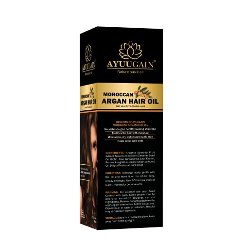 Ayuugain Marroquino Argan Oil para cabelos com biotina - 3,3 fl oz