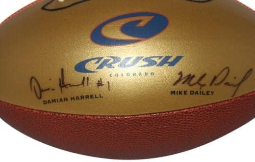 Denver Broncos & Colorado Crush Autographed Football 4 Sigs JSA 33916 - Bolsas de futebol autografadas