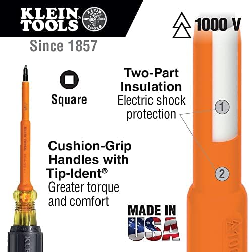 Klein Tools 602-7-Ins Chave de fenda Flathead, ponta de gabinete de 5/16 polegadas, haste isolada, 7 polegadas
