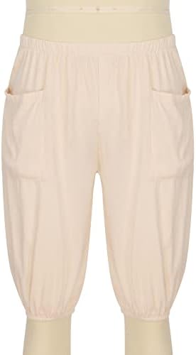 Calça de carga de ozmmyan para homens shorts de linho de algodão de verão casual calças de ioga casual