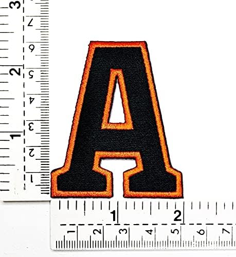 Hho Patch Black Orange Alfabeto Tamanho de 2,4 polegadas. Letra P Ferro em patches Escola de letra ABC