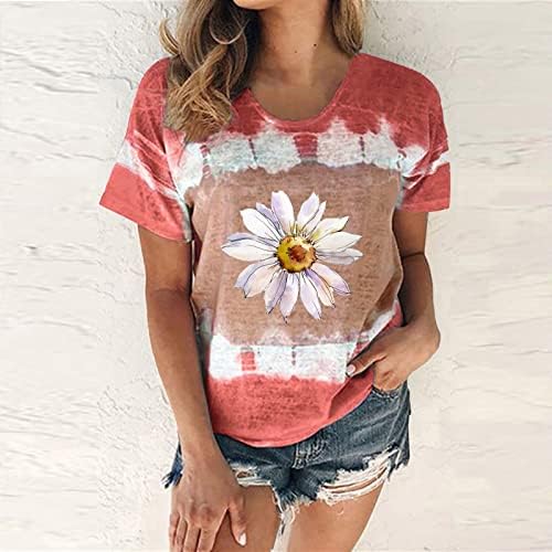 Mulher Crewneck Cotton Sun Sunflower Floral Graphic Blouse Camise