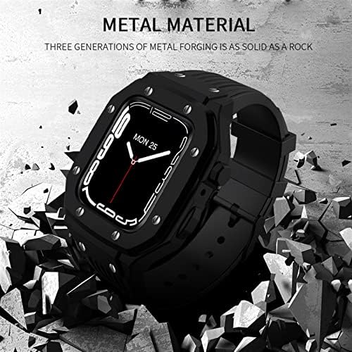 Caixa de relógio de liga Strap para a série Apple Watch Série 8 7 6 5 4 SE 45mm 44mm 42mm Metal Luxury Metal Rubber Standless Aço Modificação Modificação Mod Kit Strap for Women