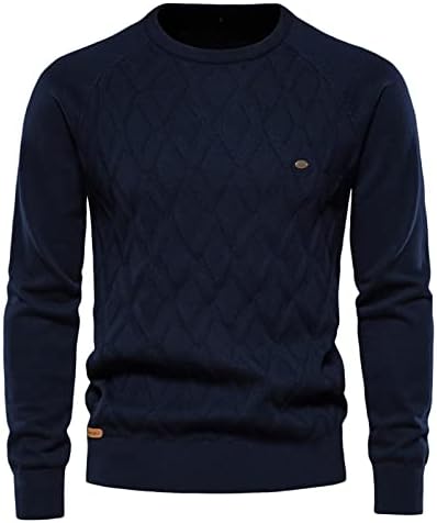 Camisola de tripulante da xiaxogool masculina, suéter de malha casual masculino Slim Fit Kintwear