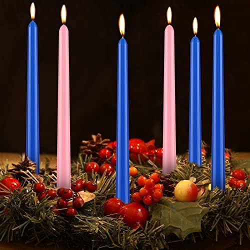 8 peças azul advento vela de Natal vela advento define longos velas queimando velas de castelas sem perfura