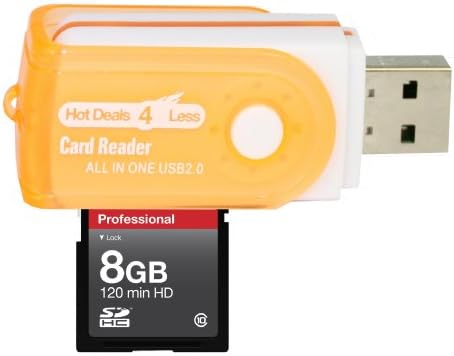 8 GB CLASSE 10 CARTÃO DE MEMÓRIA DE VELOCIDADE DE HIGH SDHC PARA NIKON DIGITAL CAMERT L18 L19 L20. Perfeito para filmagens e filmagens contínuas em alta velocidade em HD. Vem com ofertas quentes 4 a menos, tudo em um leitor de cartão USB giratório e.