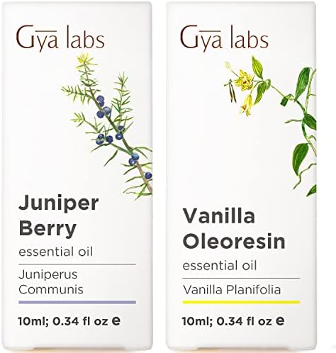 Juniper Essential Oil & Vanilla essencial Oil for Skin Set - Pure Therapeutic Grade Essential Oils Conjunto - 2x10ml - Gya Labs