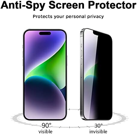 [2 pacote] BestFilm Privacy Tempered Glass Protector para iPhone 14 Pro, Anti-Spy Temperado Vidro Anti-Peep Tampa Compatível com ID da Face ID