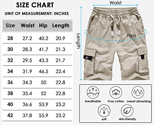Xinyangni masculino masculino shorts elásticos da cintura relaxada Casual Casual Casual Funcionário Multi-Pockets Multi-Pockets
