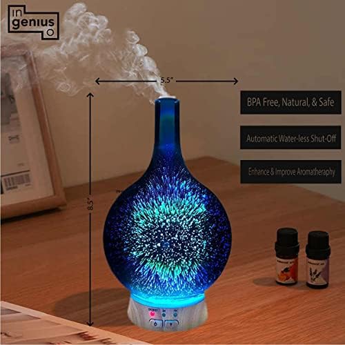 Difusor de óleo essencial de aromaterapia para óleos terapêuticos | Tampa do vaso de vidro 3D com