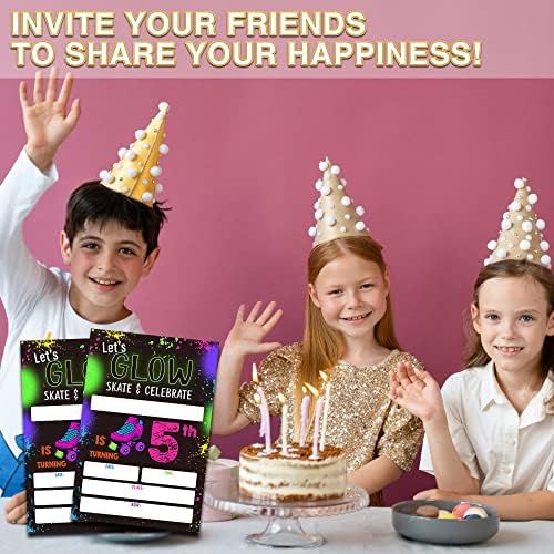 5º Roller Skate Birthday Party Convites, convites de aniversário de skate para meninos meninas, convite