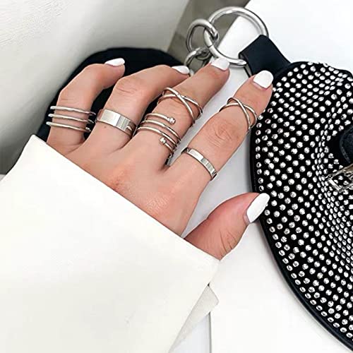 YieDoo boho vintage anéis de junta definir anéis de junta cruzados indicadores anéis de dedo exclusivo design midi anéis para mulheres e meninas adolescentes （6pcs）