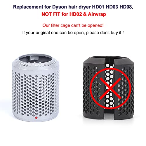 Malha do filtro do filtro do secador de cabelo compatível com Dyson Supersonic Hair Secer HD01 HD03 HD04 HD08 Modelos, tampa do filtro Tampa de substituição Parte com 32 em 1 Chave de fenda Kit