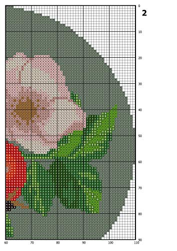 Padrões de ponto cruz de flores PDF/Floral Easy Cross Stitch Patternd Design para iniciantes/Rose Hip Modern moderno Casa Cross Stitch/Decoração de parede doméstica DIY/materiais não estão incluídos!