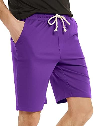 Shorts de suor Zengjo Mens com bolsos, algodão malha de malha Lounge ginástica atlética de 9 polegadas cintura