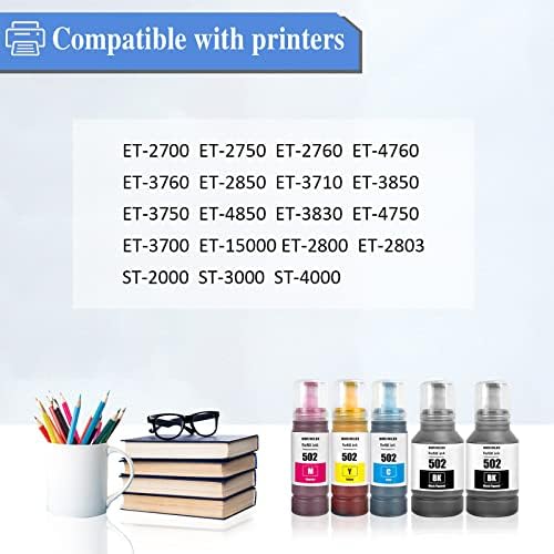 Garrafas de tinta de reabastecimento compatível com shuolei 502 T502 para ECOTANK ET-2750 ET2760