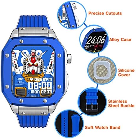 Caixa de relógio de liga Kanuz para Apple Watch Series 8 7 6 5 4 SE 45mm 42mm 44mm Modificação de quadro de metal