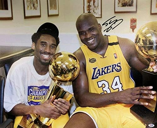 Shaq Shaquille O'Neal assinou Lakers 23x27 foto de tela *com Kobe PSA 7A66915 - Auto -autografada da NBA Art