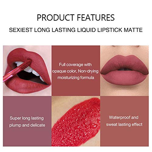 6 Cores Lipstick Líquido Matte Conjunto de brilho labial à prova d'água Kit Lipgloss Kit Lipgloss Kit Conjuntos de presentes para meninas e mulheres