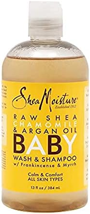Shea umidade de amante-flagrante de karité cru e óleo de argan Baby Baby de cabeça aos pés e shampoo-13 oz