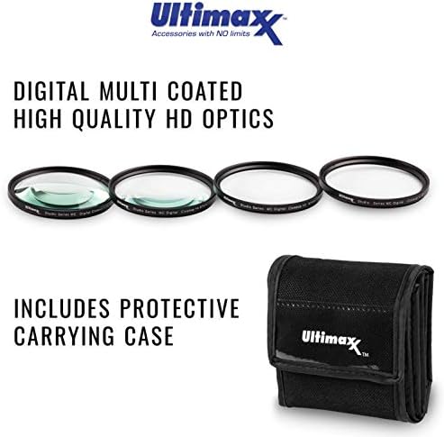 40,5mm Ultimaxx Professional Quatro peças HD Macro Close-up Kit para lente de câmera com rosca de filtro de