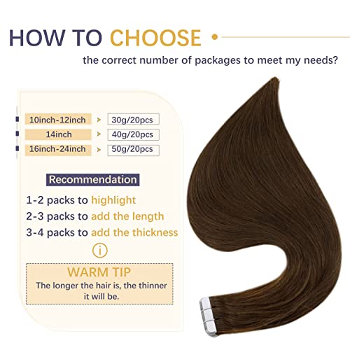 Grandes ofertas: fita marrom em extensões de cabelo cabelos humanos reais 4 10 polegadas 30g/20pcs e clipe