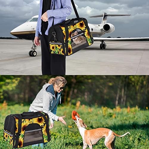 Portador de animais de estimação Girassol em aquarela padrão Portadores de viagem de animais de estimação para